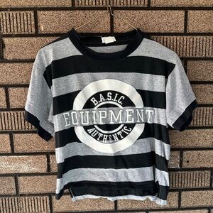 Vintage 90s B.A.S.I.C. Equipment Striped Tee – Single Stitch Made in USA (L)